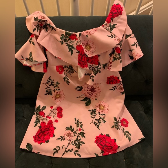 ASOS Maternity Floral ruffle shift off shoulder - Picture 7 of 12